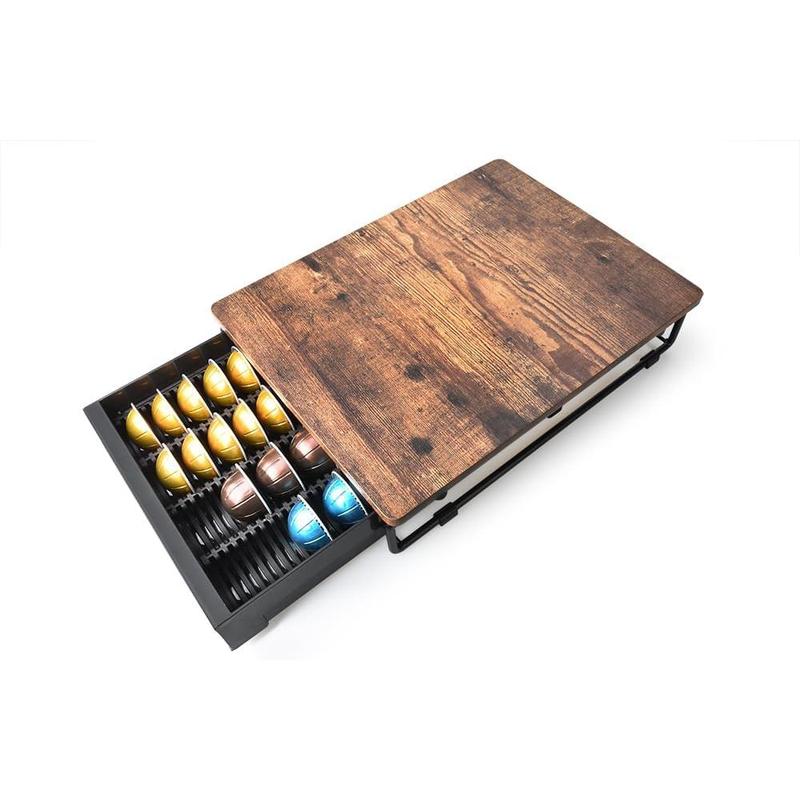 Wooden Coffee Pod Storage Drawer Holder Compatible with Nespresso Vertuoline Capsules