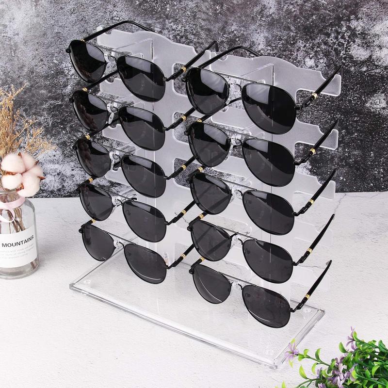 2 Row Sunglasses Rack Holder Glasses Display Stand Transparent