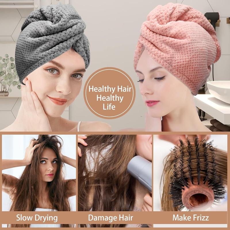 3 Count Microfiber Hair Towel, Hair Wraps for Women Wet Hair, Fast Drying Hair Turban, Anti Frizz Head Towels Wrap for Curly Hair