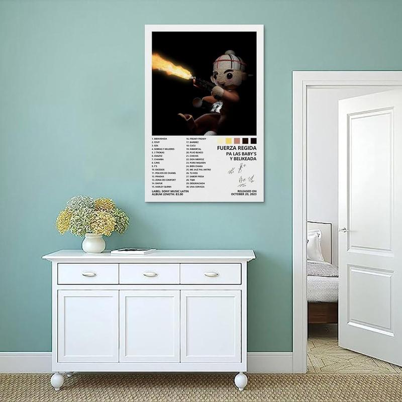 Fuerza Regida Poster Pa Las Baby's Y Belikeada Album Cover Poster for Bedroom Aesthetic Canvas Art Wall Decor