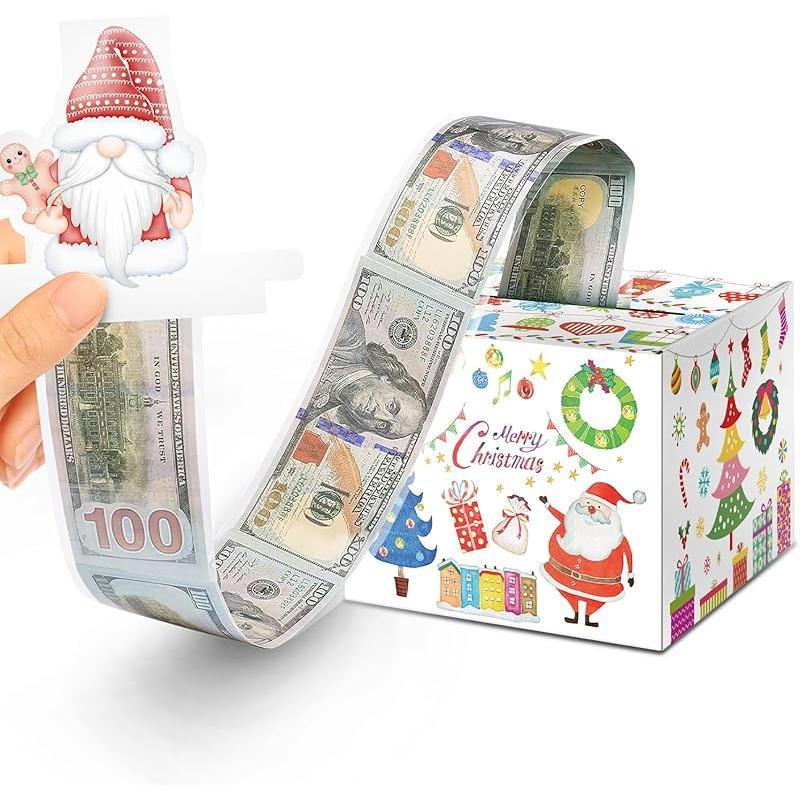 Christmas Cash Gift Piggy Bank, DIY Fun Holiday Cash Jar, Surprise Gift Box for Parents, Lovers and Friends, Including 50 Clear Bags