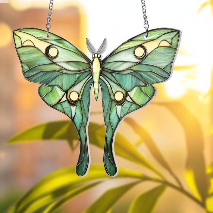 Customizable Luna Moth Butterfly Suncatcher Ornament, Personalized Acrylic Window , Unique Christmas Gift, Home Gift For Family Hangable Decoration