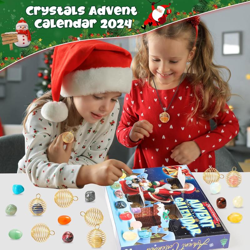 [BUY NOWWWW] 2024 Christmas Advent Calendar Gemstone - 24pcs Crystals and Healing Stones Kit with Holder Storage Bag - Christmas Countdown Rock Collection for Adults Teens Girls Boys Kids