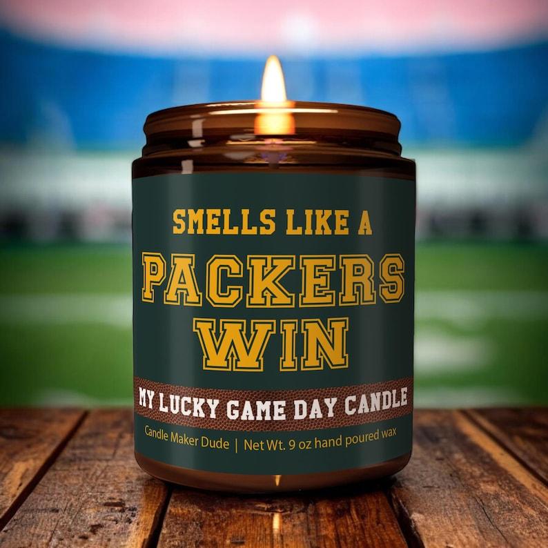 Packers Candle,  Smells Like A Packers Win Candle, Game Day Decor, Funny Packers Green Bay Fan Gift, Lucky Packers Candle Unique