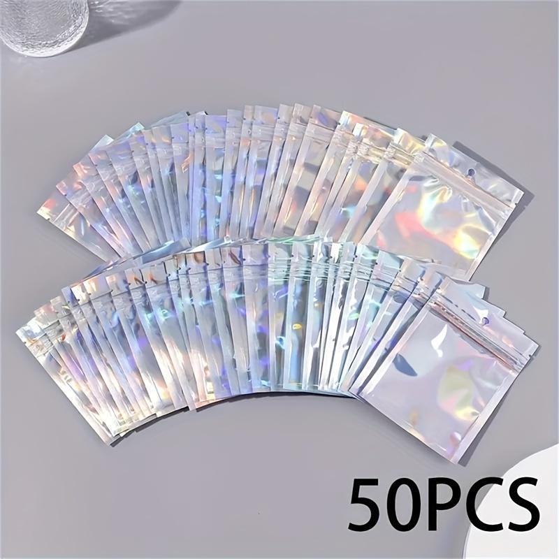 Transparent Laser Color Display Bag, 50pcs Reusable Self-sealing Storage Bag for Jewelry, Earrings, Necklaces, Bracelets, Rings, Storage Organizer