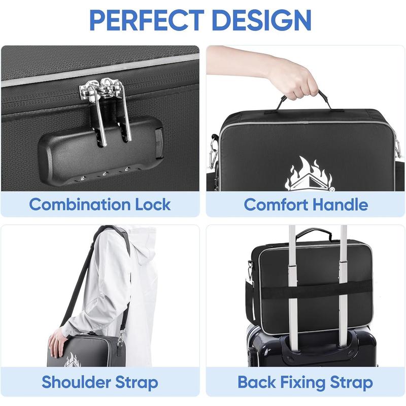 Fireproof Document Bag with Lock, Portable Waterproof Fire Proof File Organizer Box, File Storage Bag Safe Box for Important Paperwork