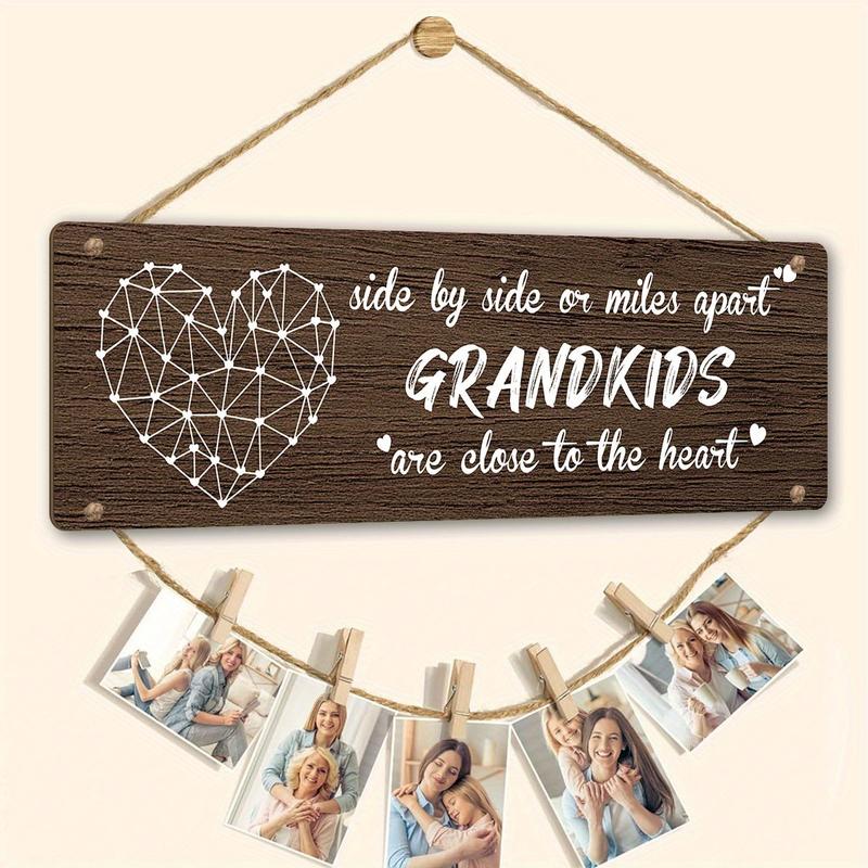 1 Grandchildren Plaque Photo Frame, Thanksgiving Grandma Gift, Granddaughter and Grandma Birthday Gift Photo Frame Decoration Decor Hanging