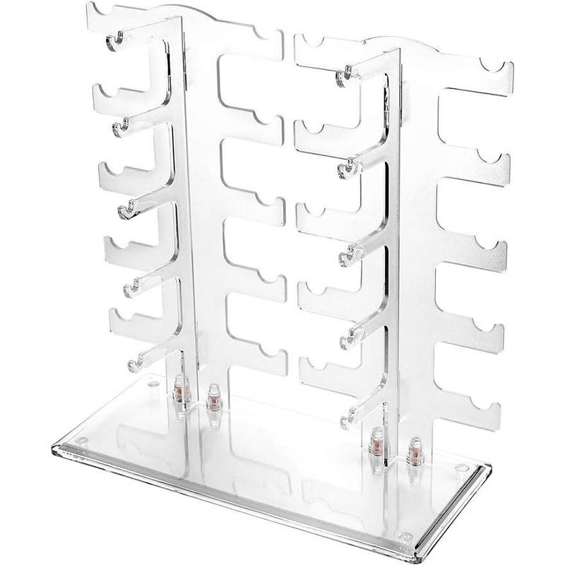 2 Row Sunglasses Rack Holder Glasses Display Stand Transparent