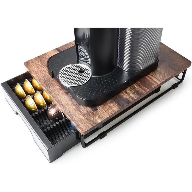 Wooden Coffee Pod Storage Drawer Holder Compatible with Nespresso Vertuoline Capsules