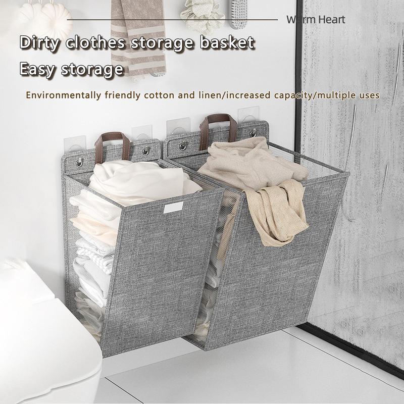 Foldable Laundry Basket, 1 Count Clothes Storage Basket with Handle & Lid, Wall Hanging Dirty Clothes Basket, Home Organizer for Bedroom, Living Room, Bathroom