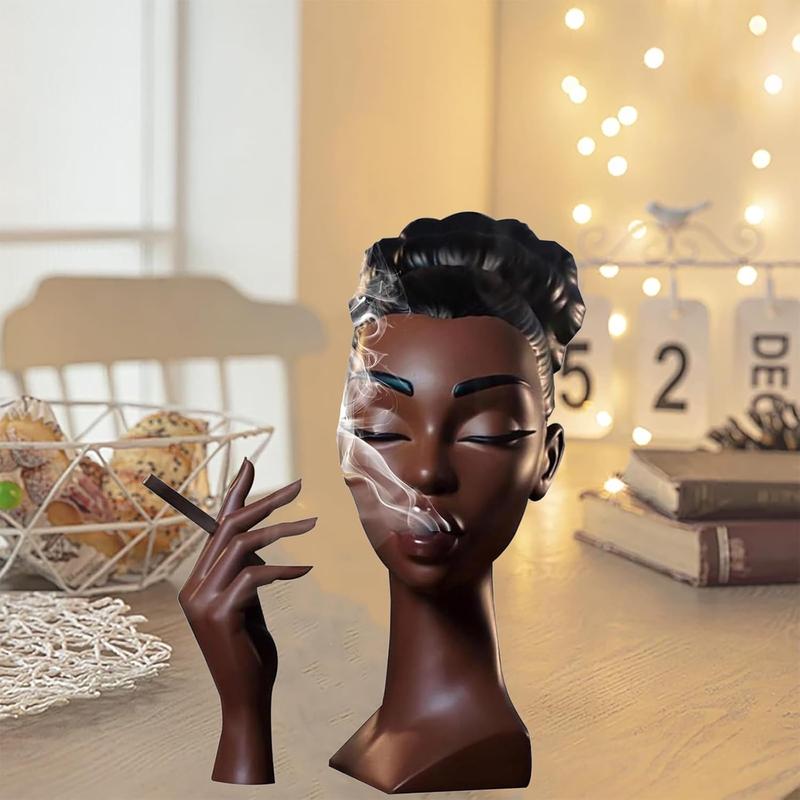 Black female head incense incense burner, head incense, head incense incense burner, elegant female incense burner, home decoration, decoration