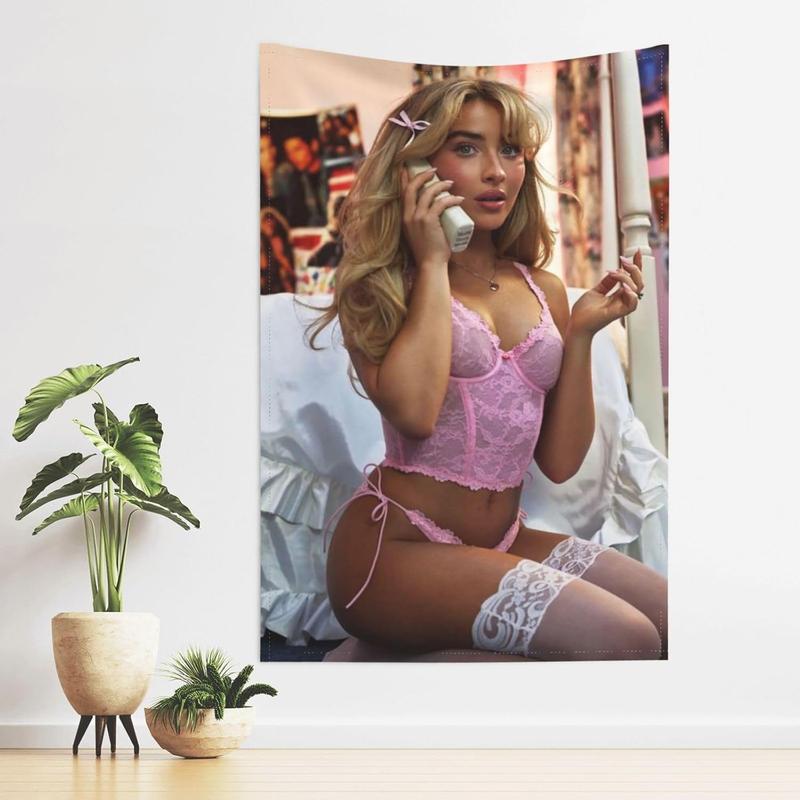 VOWOOY Tapestry Sabrina Music Carpenters Poster Aesthetic For Dormitory Wall Art Room Decorations Polyester