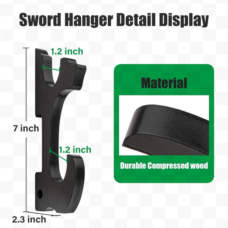 Sword Holder Wall Mount 2-Tier Hook Katana Holder Adjustable Display Hanger for Samurai Sword Tanto Rapier light saber Cosplay Blade Tanjirou Demon Slayer Weapon Rack Organiser Hangable