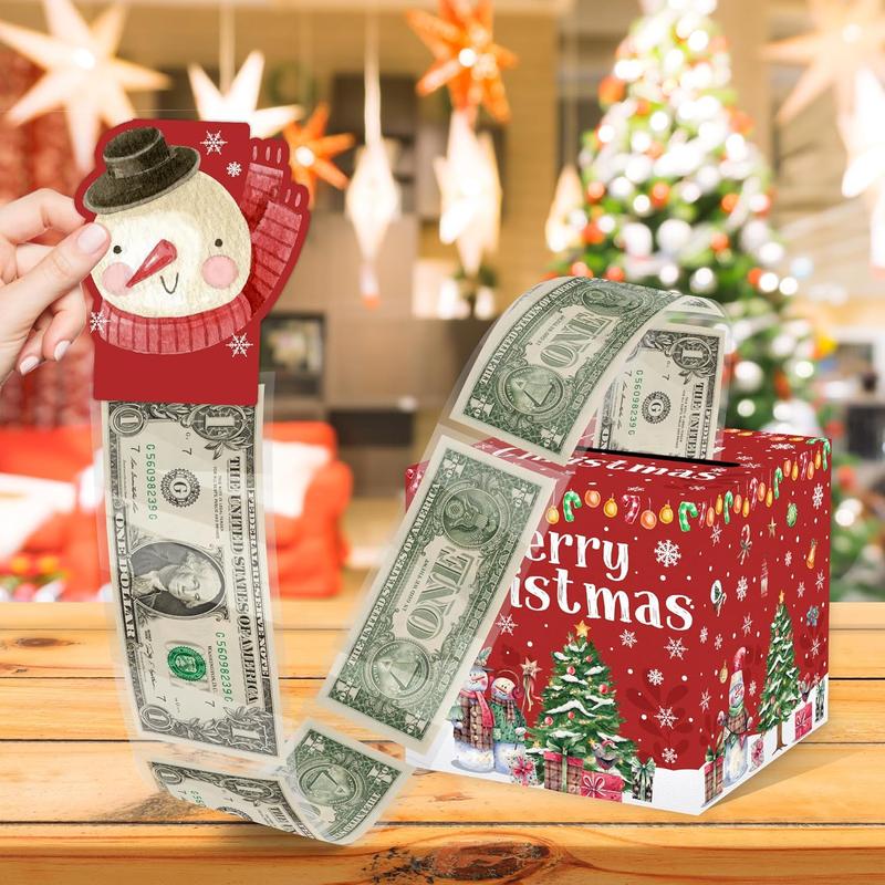 Christmas Party Gifts, Christmas Money Box for Cash Pull, Christmas Money Pull Box with Snowman Card and Transparent Bags, Christmas Money Pull Box, Christmas Money Pull Box  Adults