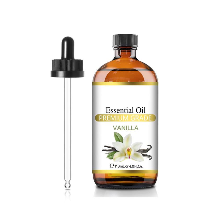 Vanilla Essential Oil 118 ml Premium Vanilla Oil with Glass Dropper, Great for Diffusers, Aromatherapy, Candle Making, DIY Soap - 4Fl.Oz Fragrance Gift