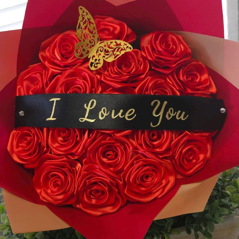 I Love You 18 Eternal Rose Bouquet Gift Flower Roses Decor Decorative rosas eternas arrangement room liston ribbon roses