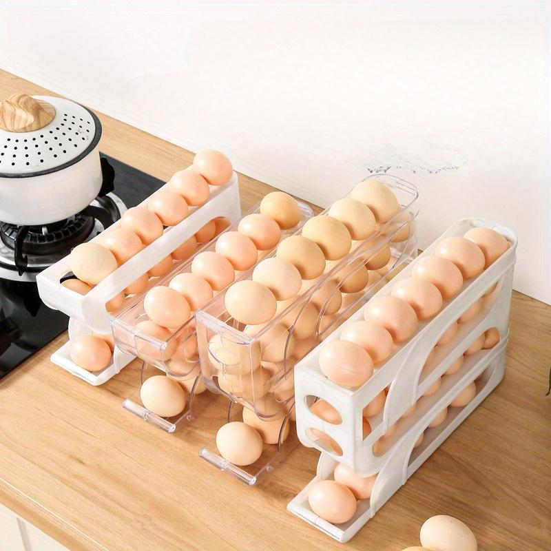 Plastic Egg Tray, 4-layer Egg Storage Box, Egg Holder for Refrigerator, Kitchen Egg Storage Box, Refrigerator Egg Organizer for Home