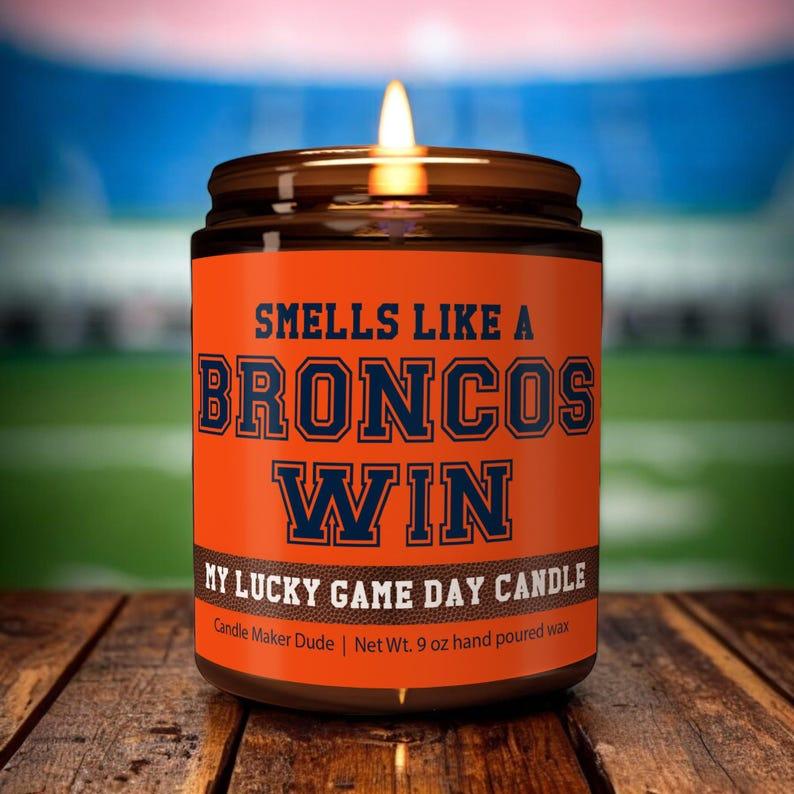 Smells Like a Broncos Win Candle, Broncos Candle, Game Day Decor, Funny Broncos Fan Gift, Lucky Broncos Candle Unique, Unique Gift Idea, Football Candle, Football Gift, Candle Gift