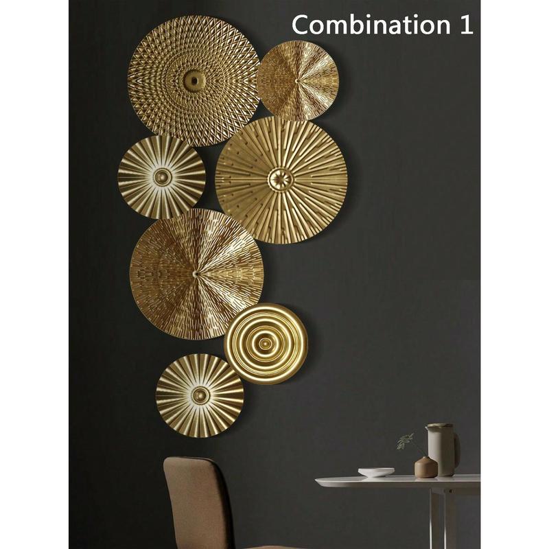 Fashion New Style 1pc Round Hanging Decoration, Modern Iron Golden Round Shaped Hanging Decoration For Home