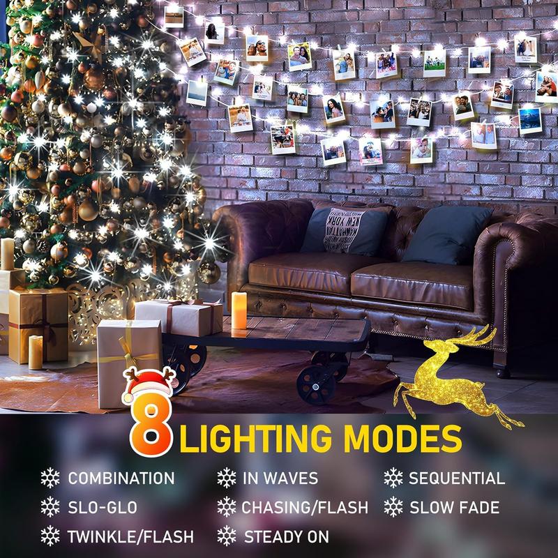 403ft 1000 LED String Lights Outdoor Christmas Lights 8 Modes & Timer Fairy Light Plug in Waterproof LED String Lights for Xmas Yard Tree Wedding Party Holiday Decorations (Cool White) Set Gift