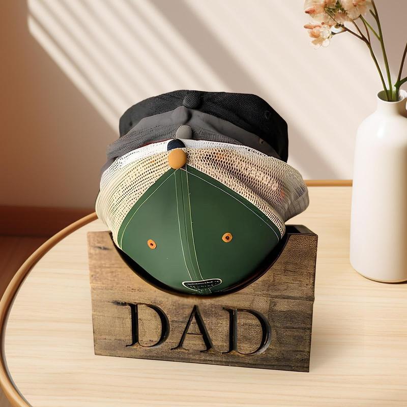 Wooden Dad Hat Holder Box Hat Display Stand from Wife Baseball Hat Storage Rack Cap Organizer for Boyfriend Decor Gift Room Shelf