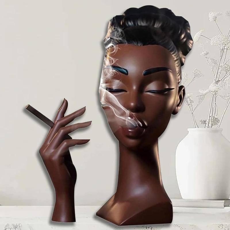 Black female head incense incense burner, head incense, head incense incense burner, elegant female incense burner, home decoration, decoration