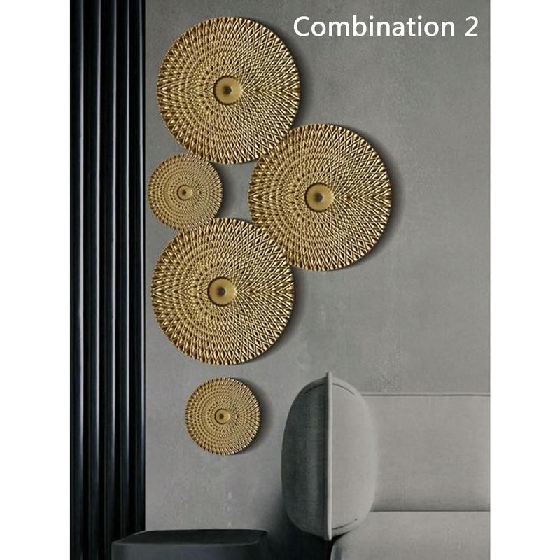 Fashion New Style 1pc Round Hanging Decoration, Modern Iron Golden Round Shaped Hanging Decoration For Home