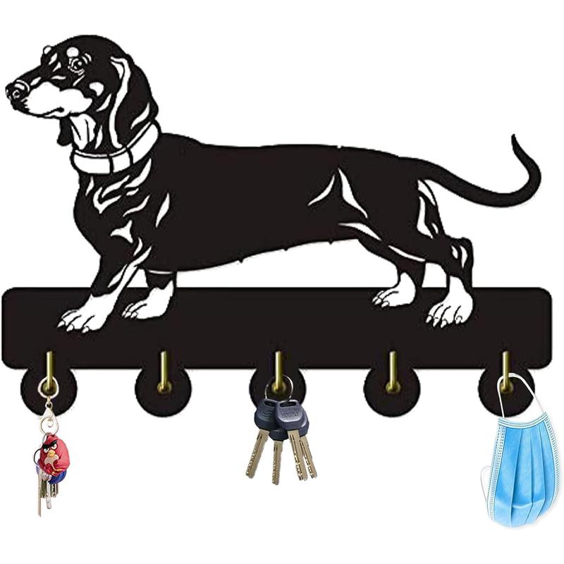 Dachshund themed wooden hooks for hanging 5 items.Hat storage hooks Storage rack Hanging hangers Decor Shelves Decoration christmas 2024 ornament