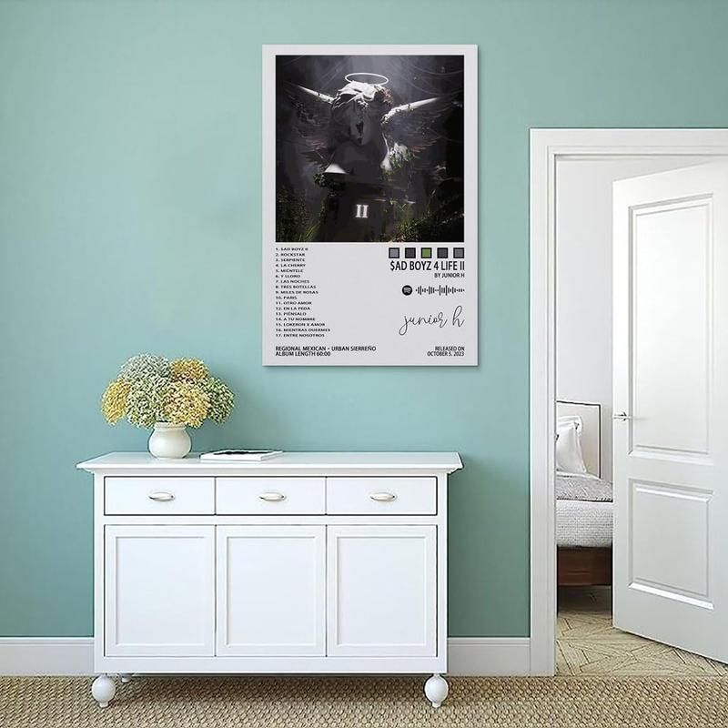 Junior H Poster $ad Boyz 4 Life II Album Music Art Poster for Room Aesthetic Canvas Wall Art for Teens Room Decor