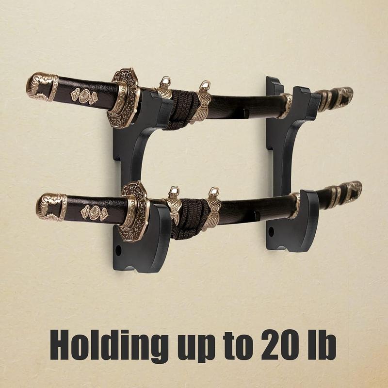 Sword Holder Wall Mount 2-Tier Hook Katana Holder Adjustable Display Hanger for Samurai Sword Tanto Rapier light saber Cosplay Blade Tanjirou Demon Slayer Weapon Rack Organiser Hangable