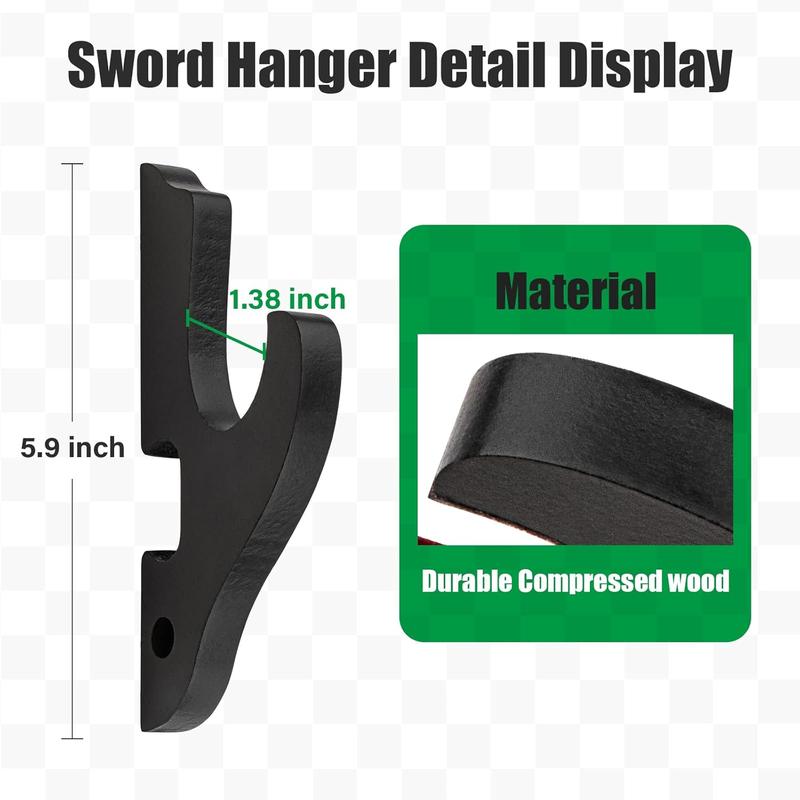 Sword Holder Wall Mount 2-Tier Hook Katana Holder Adjustable Display Hanger for Samurai Sword Tanto Rapier light saber Cosplay Blade Tanjirou Demon Slayer Weapon Rack Organiser Hangable