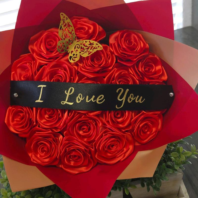 I Love You 18 Eternal Rose Bouquet Gift Flower Roses Decor Decorative rosas eternas arrangement room liston ribbon roses