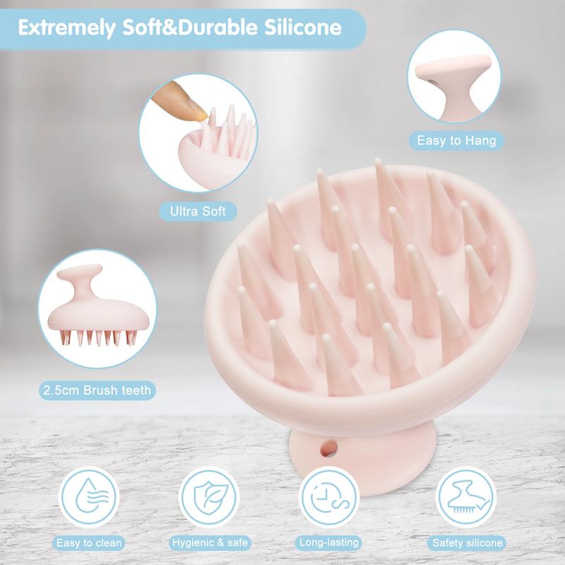 Silicone Scalp Massager Shampoo Brush, Head Scrubber with Soft Bristles for Hair Growth, Deep Clean and Dandruff Removal, Shower Hair Brush Wet & Dry Use(Pink) Accessories Silicone Shower