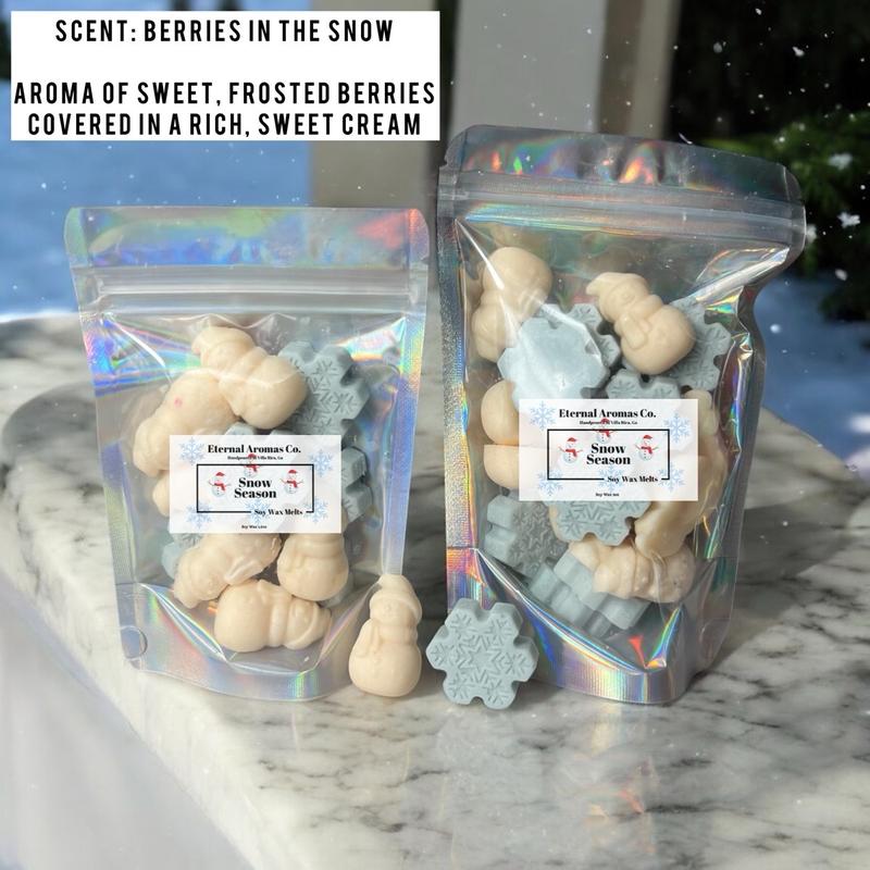 Snow Season Wax Melts | Berries In The Snow | Snowflake Wax Melts | Snowman Wax Melts | Christmas Wax Melts | Holiday Wax Melts |  Candle Decor Freshener Decoration | Soy Wax Melts