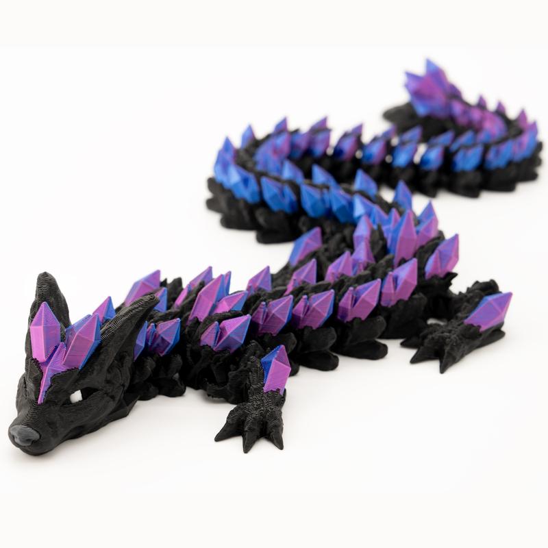 Wolf Crystal Dragon with Boopable Snoot | Articulating 3d Printed Dragon perfect for Home Decor and Desk Fidget