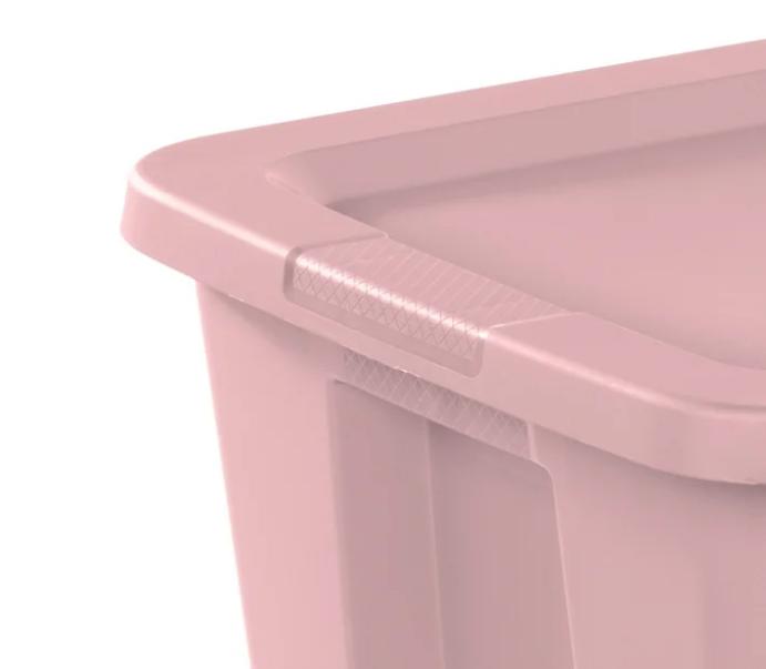 Plastic 18 Gallon Tote Box in Pearl Blush Color for Home Organization by