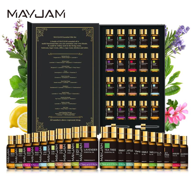 MAYJAM 20pcs Premium Essential Oil Set, Aromatherapy Oils for Home Fragrance, Aroma Diffuser, Long Lasting Scent, Freshener, Perfume, Christmas Gift