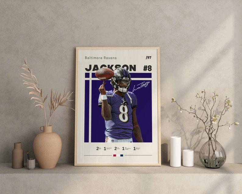 Lamar Jackson Baltimore Ravens Poster – Dynamic NFL Art, Perfect for Football Fans and Sports Enthusiasts, an Ideal Gift for Him [No Frame]