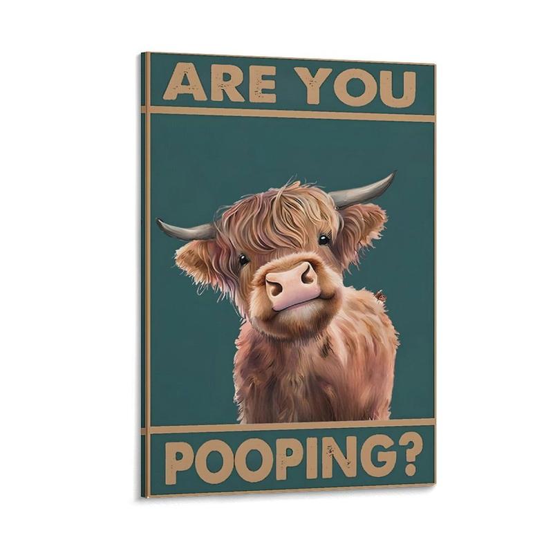 Vintage Highland Cow Are You Pooping Funny Tin Sign for Bathroom Toilet Wall Decor