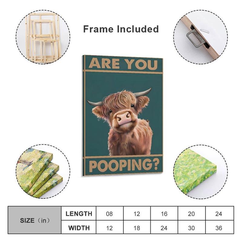 Vintage Highland Cow Are You Pooping Funny Tin Sign for Bathroom Toilet Wall Decor