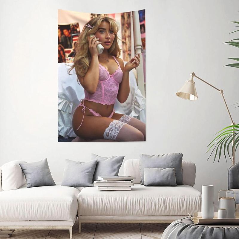 VOWOOY Tapestry Sabrina Music Carpenters Poster Aesthetic For Dormitory Wall Art Room Decorations Polyester