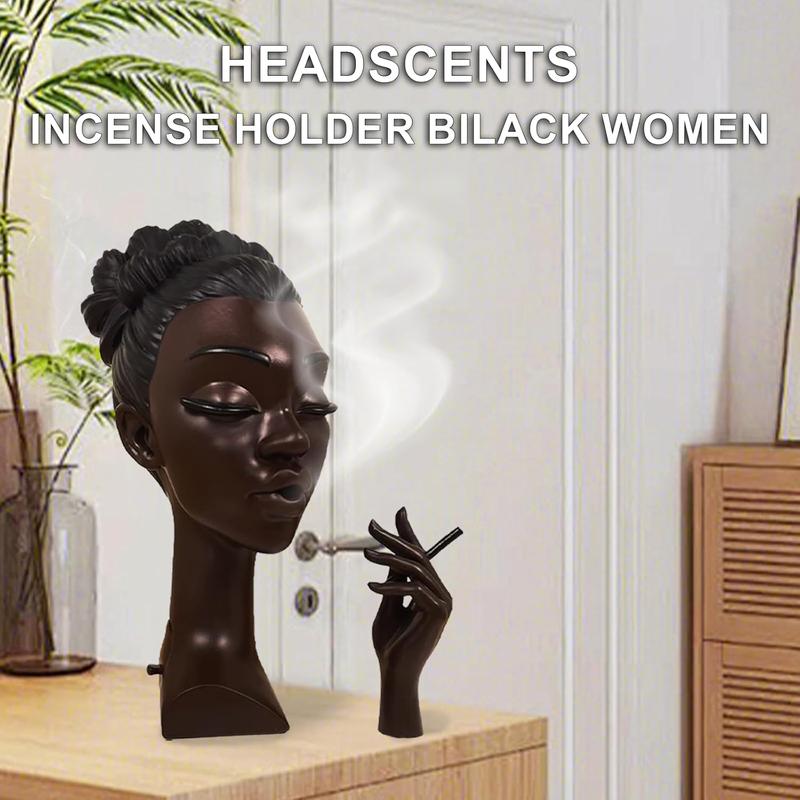 Black female head incense incense burner, head incense, head incense incense burner, elegant female incense burner, home decoration, decoration