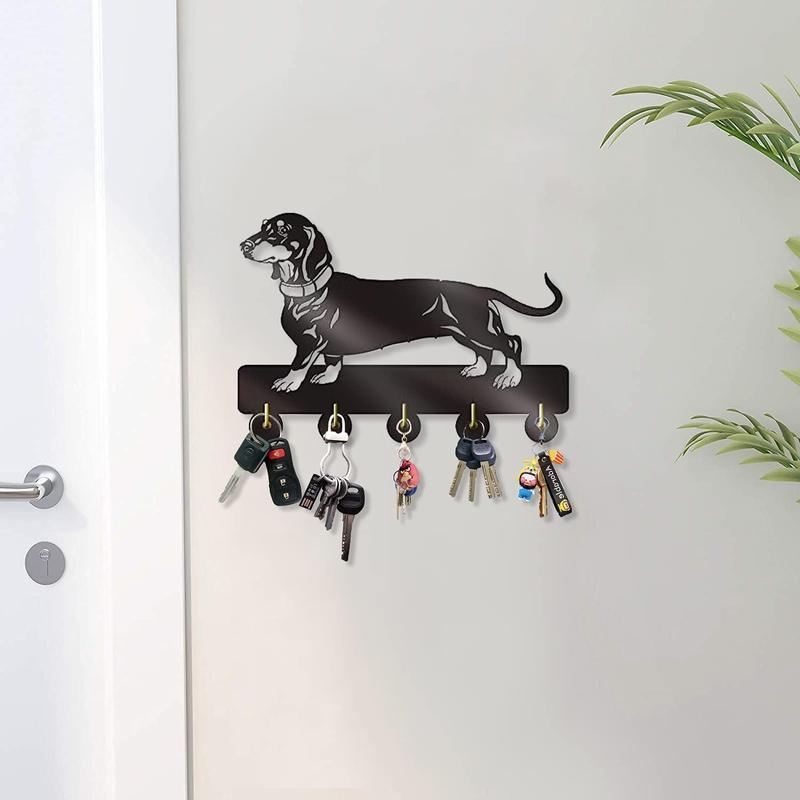 Dachshund themed wooden hooks for hanging 5 items.Hat storage hooks Storage rack Hanging hangers Decor Shelves Decoration christmas 2024 ornament