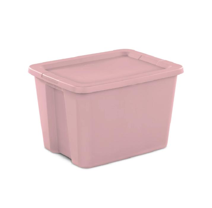 Plastic 18 Gallon Tote Box in Pearl Blush Color for Home Organization by