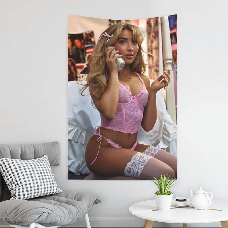 VOWOOY Tapestry Sabrina Music Carpenters Poster Aesthetic For Dormitory Wall Art Room Decorations Polyester