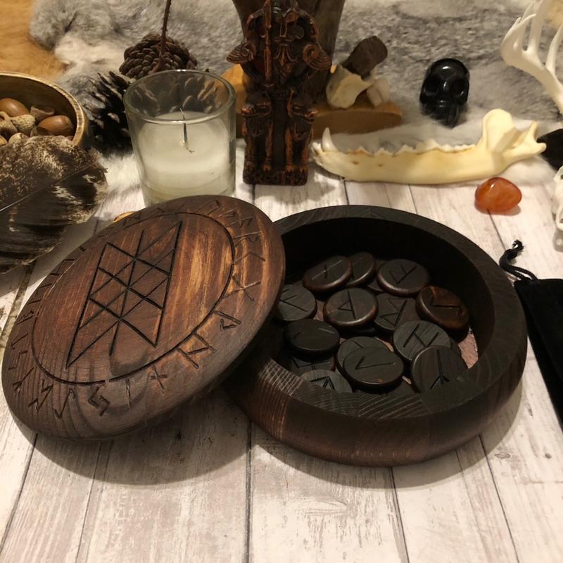 Web of Wyrd Rune Box w  or without Runes Elder Futhark Norse Pagan Viking Heathen Nordic Norns Handmade Odin