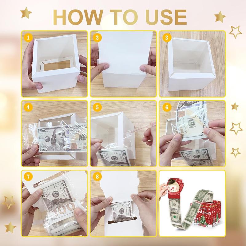 Christmas Party Gifts, Christmas Money Box for Cash Pull, Christmas Money Pull Box with Snowman Card and Transparent Bags, Christmas Money Pull Box, Christmas Money Pull Box  Adults