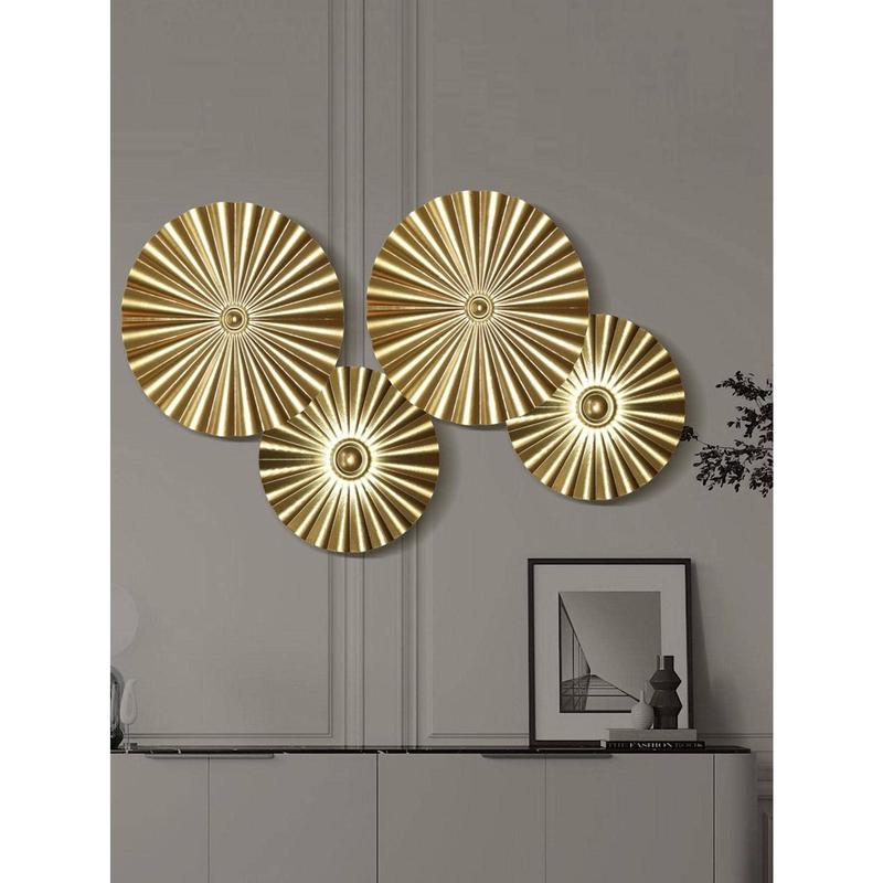 Fashion New Style 1pc Round Hanging Decoration, Modern Iron Golden Round Shaped Hanging Decoration For Home