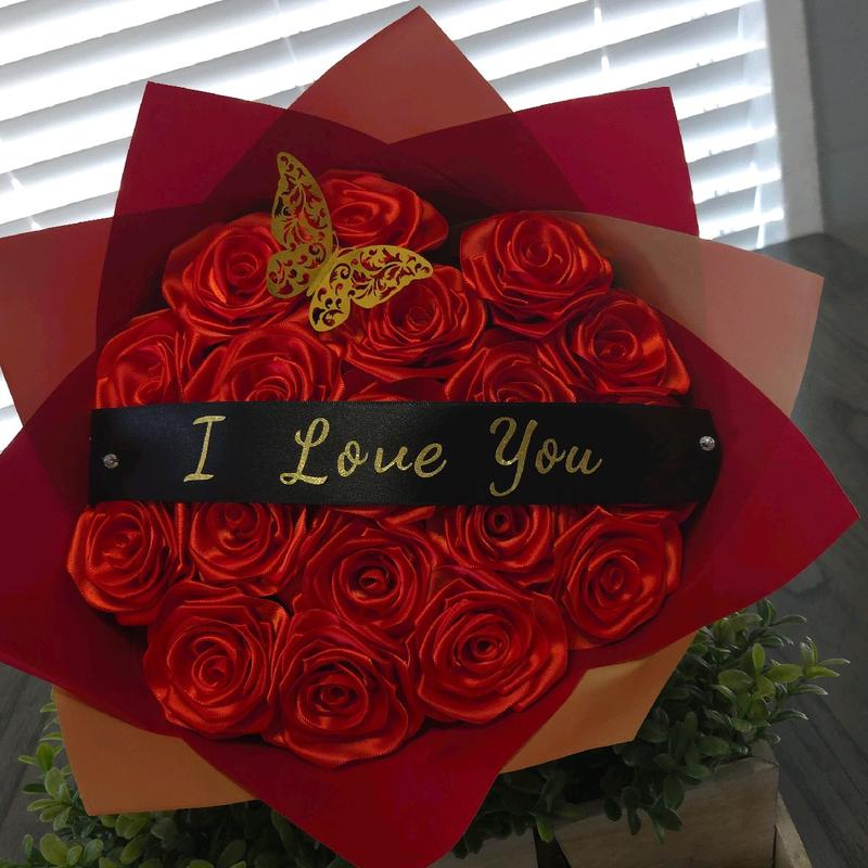 I Love You 18 Eternal Rose Bouquet Gift Flower Roses Decor Decorative rosas eternas arrangement room liston ribbon roses