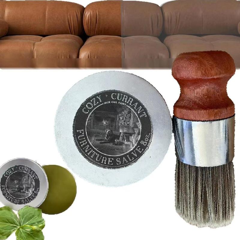 Furniture Salve for Leather Care, Furniture Leather Wax with Boar Bristle Brush, Furniture Salve & Brush Bundle Wood Polish